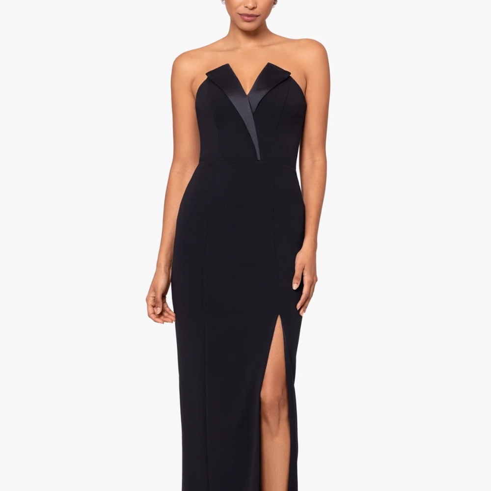 Betsy & Adam Black Strapless Tuxedo Dress Size 4